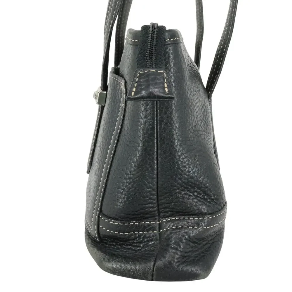 Brighton Handbag Womens Black Pebbled Leather Shoulder Bag Zip Double Handle